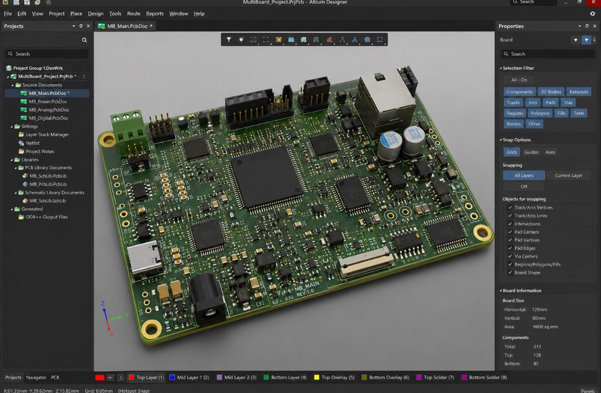 תכנון פריסת PCB ב-Altium — מעבדת TLV